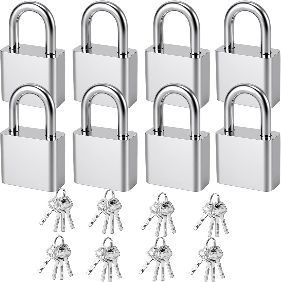 8 Stuks Sleutelslot 30mm Mini Hangslot, Klein Hangslot voor Gym Lockers, Koffers en Kasten, Zilver