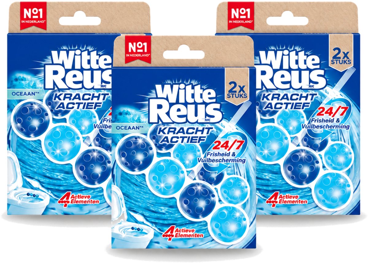 3 x Witte Reus – Toiletblok – Kracht Actief Oceaan – Duo Pack - Voordeelverpakking - 3 stuks