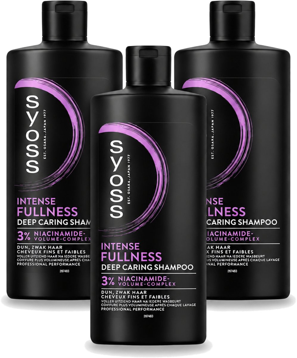 3 x Syoss – Shampoo – Intense Fullness – 440 ml - Voordeelverpakking - 3 stuks
