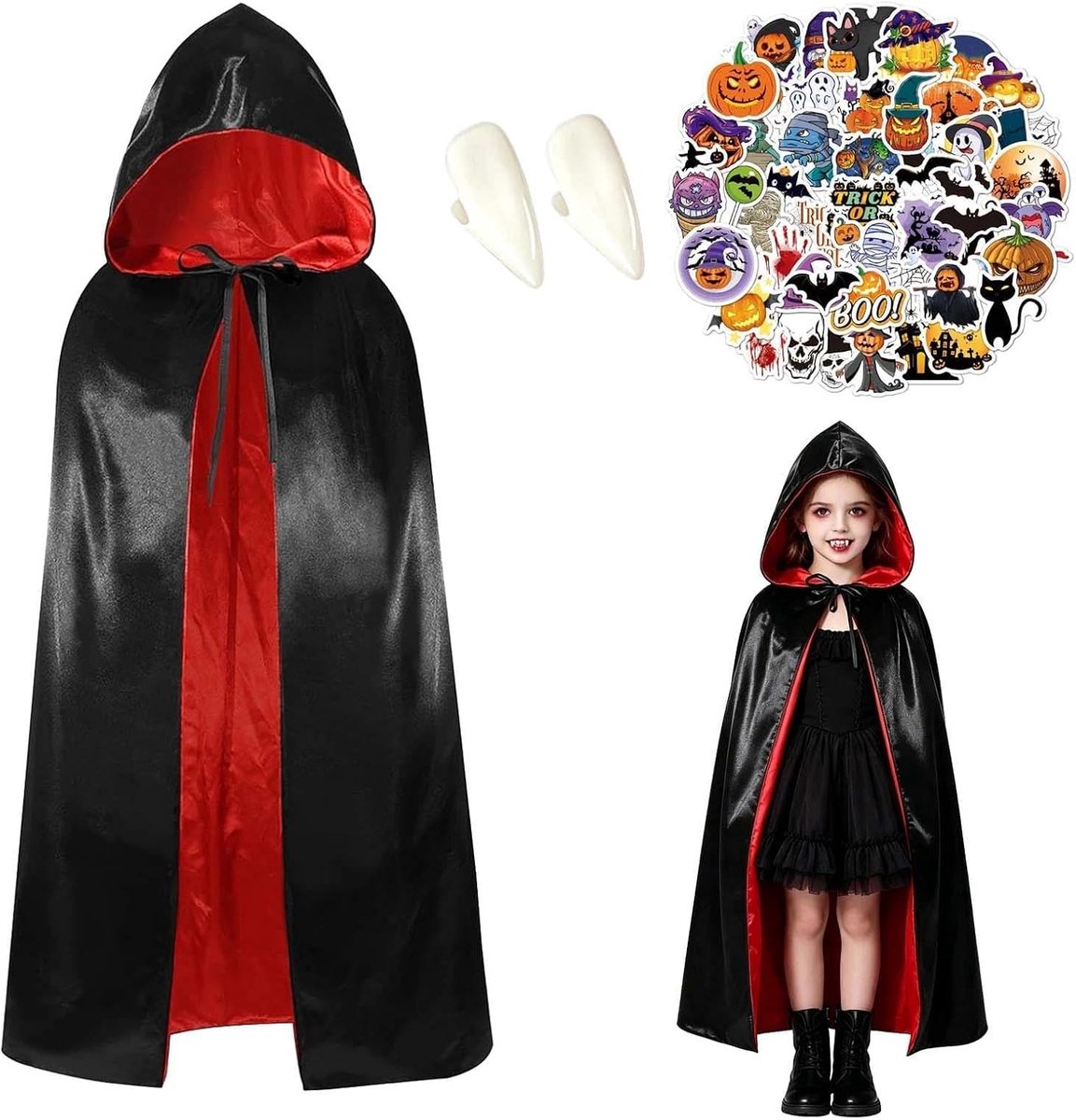 Vampierkostuum voor dames, Halloween, vampierkostuum voor kinderen, met