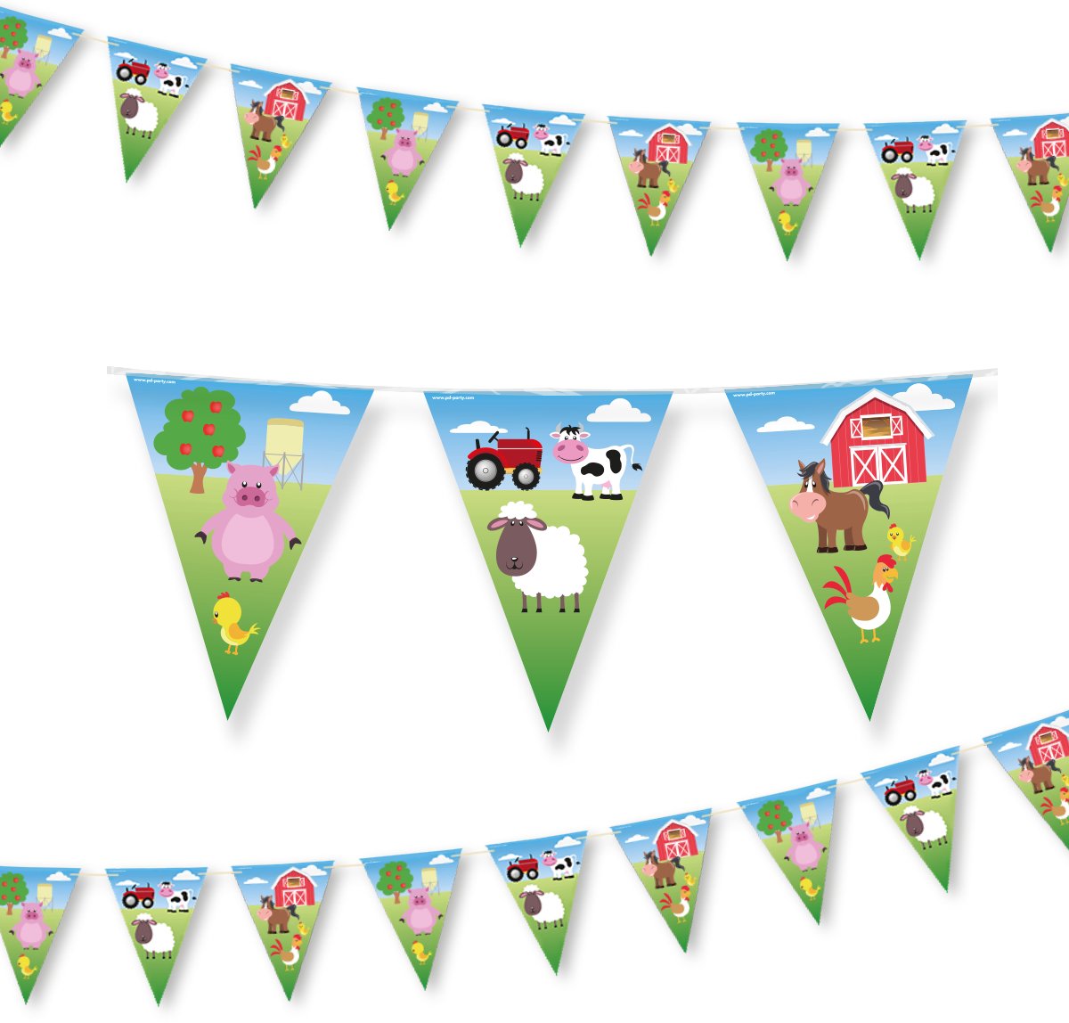 LUQ – Boerderij Kinderfeestje Vlaggenlijn – 10 meter – Farm Birthday Decoratie – Verjaardag Versiering – Direct Ophangen