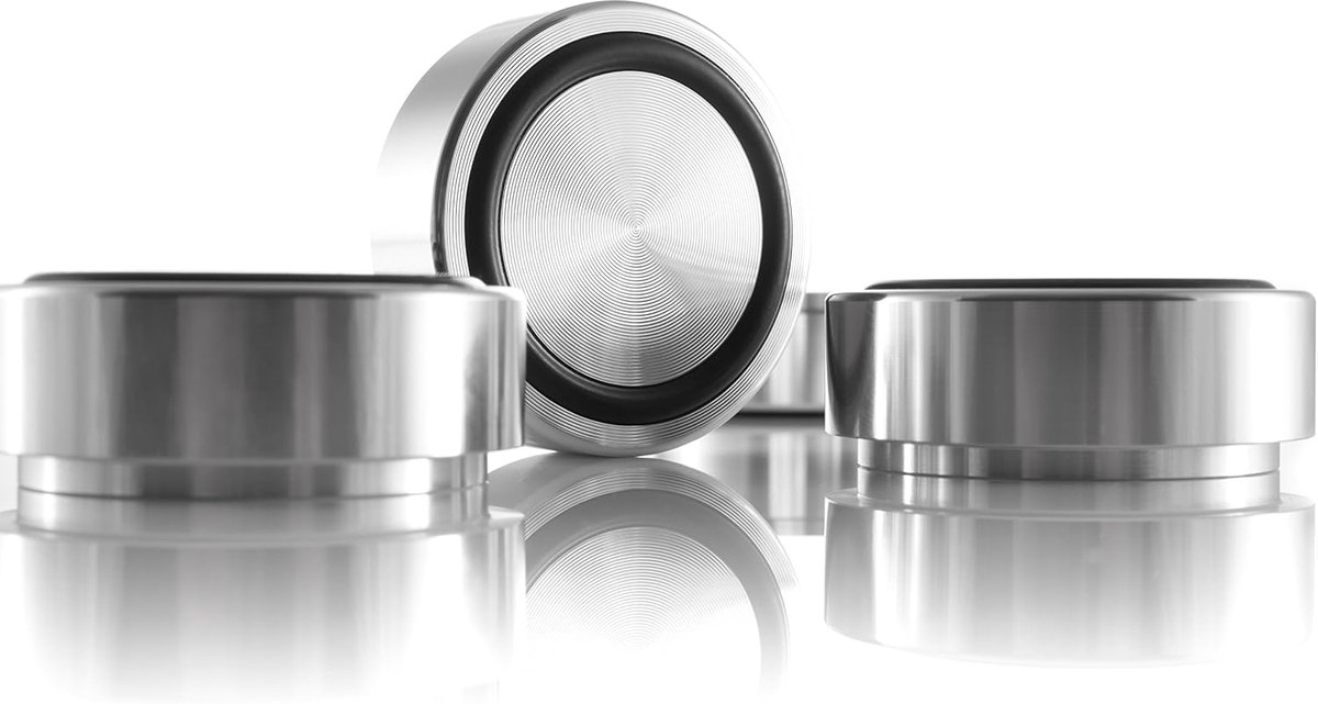 voeten massief 44x17 aluminium apparaatvoeten audio absorberend zilver 4X edel