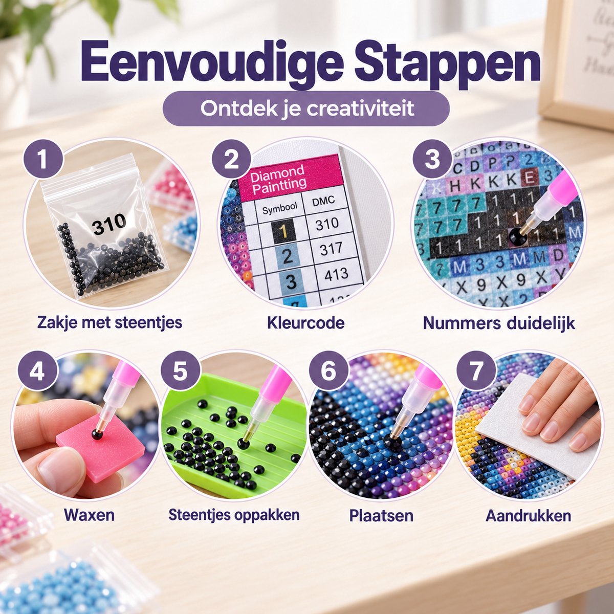 BOTC Diamond Painting Volwassenen - Diamond Painting Kinderen - Diamond Painting Pakket Volledig - Kat - 30x40CM — afbeelding 4