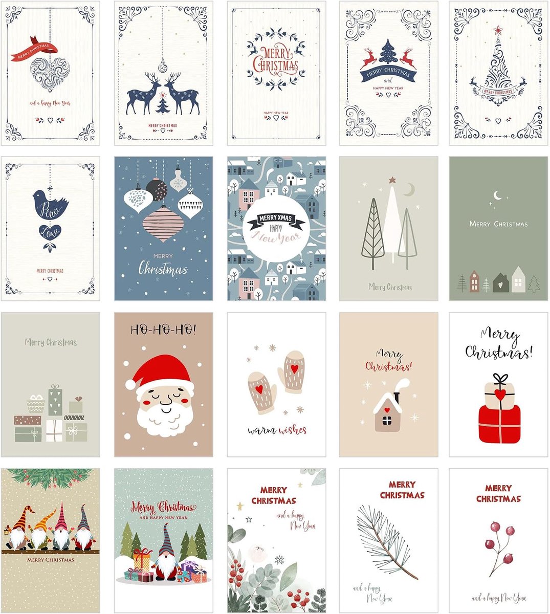 Seidel Set van 20 premium designer-kerstkaarten met envelop - kaarten Kerstmis ansichtkaarten
