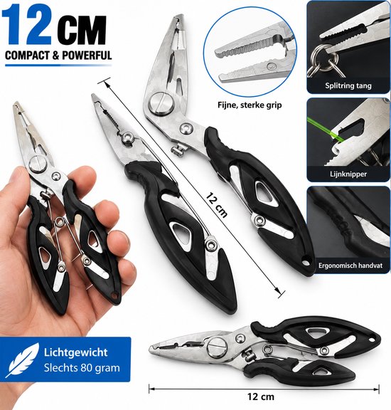 Vissentang 2 Stuks - 12 cm - Zwart - Roestvrij Staal & ABS - Vistang voor Vishaak en Visuitrusting — afbeelding 3