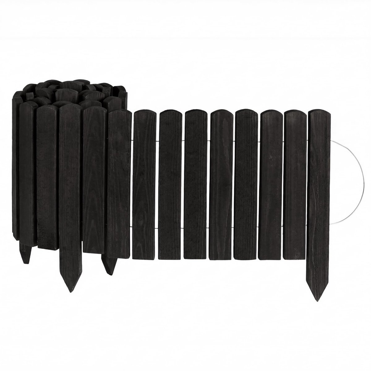 Creative Home Gazonrand Houten borderrand 200 x 30 cm (LxH) zwart, Flexibele borderomranding 30 cm Hoge tuinafscheiding om in de grond te steken, Ideaal als borderomranding
