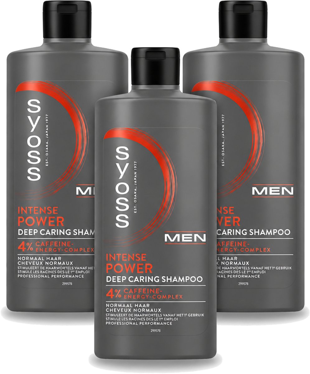 3 x SYOSS - Men Power - Shampoo - Langdurige Styling - 440ml - Voordeelverpakking - 3 stuks