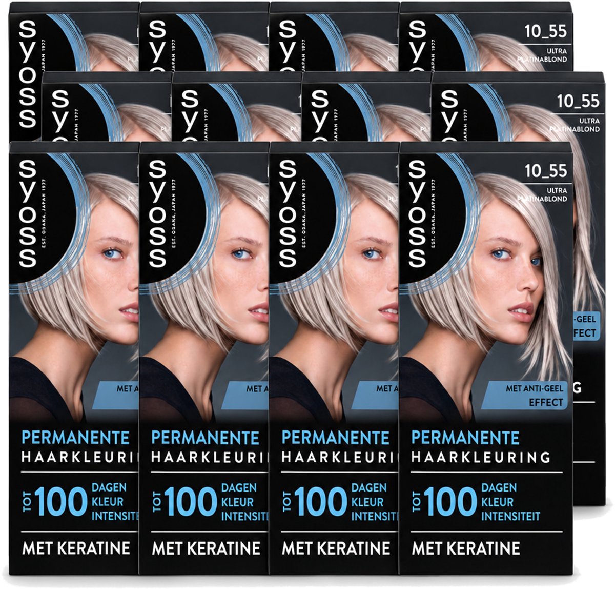 12 x SYOSS - Permanent Coloration 10-55 - Haarverf - Permanente Haarkleuring - Ultra Platina Blond - Grijsdekking - Voordeelverpakking - 12 stuks