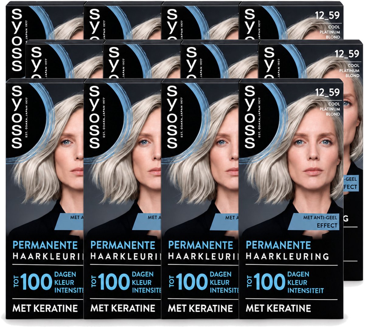 12 x SYOSS - Coloration 12-59 Cool Platinum Blond - Haarverf - Grijsdekking - Vermindert Haarbreuk - Voordeelverpakking - 12 stuks