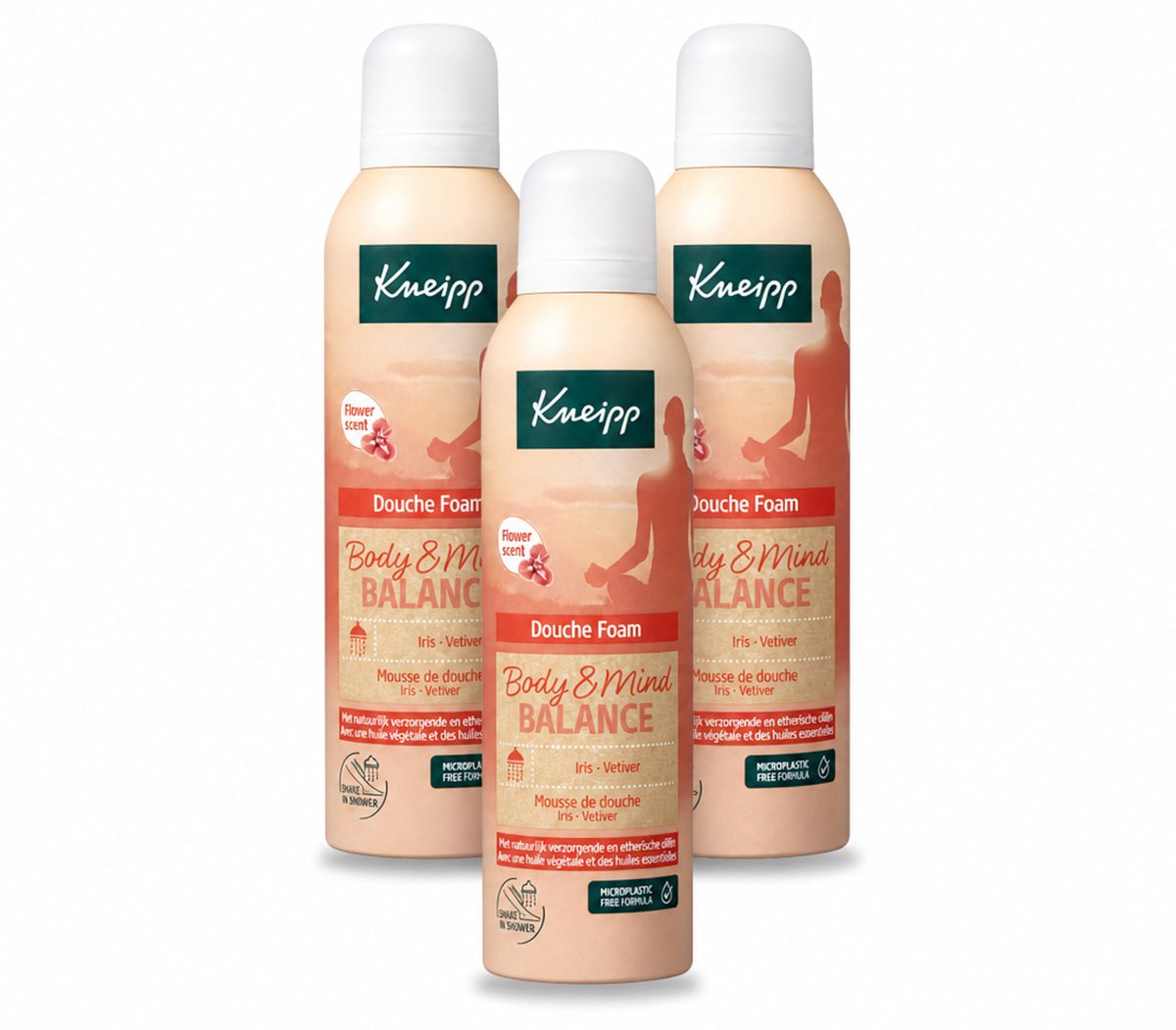 3 x Kneipp - Douche schuim - Body & Mind Balance - Iris & Vetiver - 200 ml - Voordeelverpakking - 3 stuks