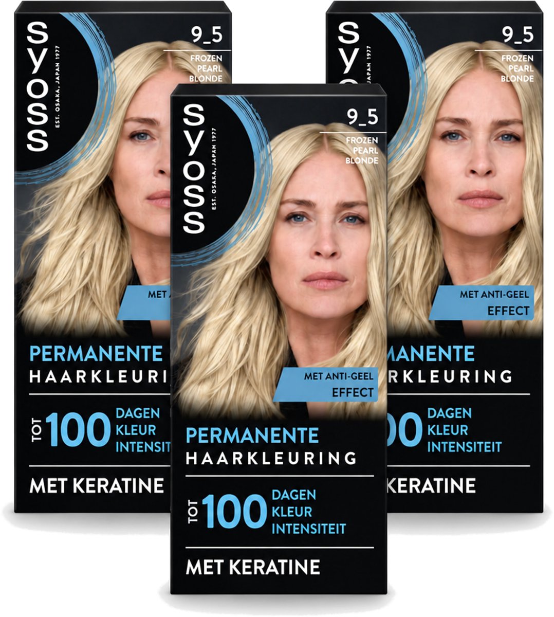 3 x SYOSS - Coloration 9-5 Frozen Pearl Blonde - Haarverf - Grijsdekking - Vermindert Haarbreuk - Voordeelverpakking - 3 stuks