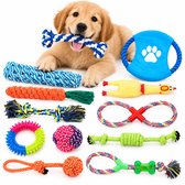 KoningBen® Honden Speelgoed Set – 12 Stuks – Voor Puppy’s & Middelgrote Honden – Interactief Hondenspeelgoed – Incl. Hondenbal, Frisbee & Trektouw