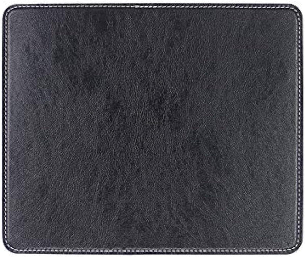 rubberen basis muismat voor laptop computer pc persoonlijkheid desings gaming muismat mat 9,45 x 20 cm (Leahter muismat - zwart, 9,45 x 20 cm)