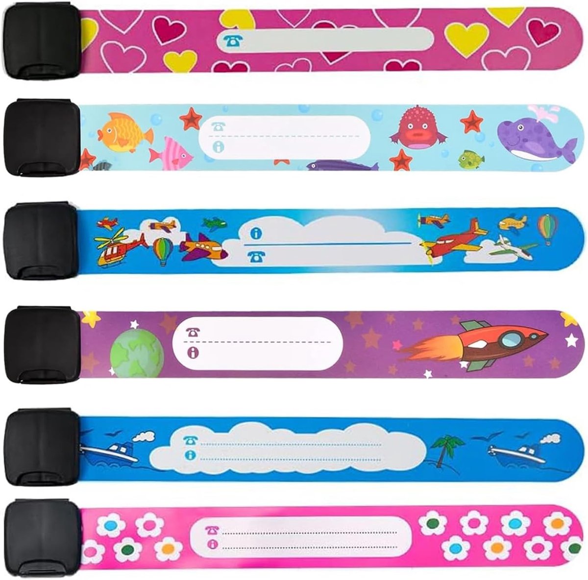 Veiligheidsarmbanden voor Kinderen en Baby's - Set van 6, Waterdicht, Herbruikbaar en Anti-Verlies