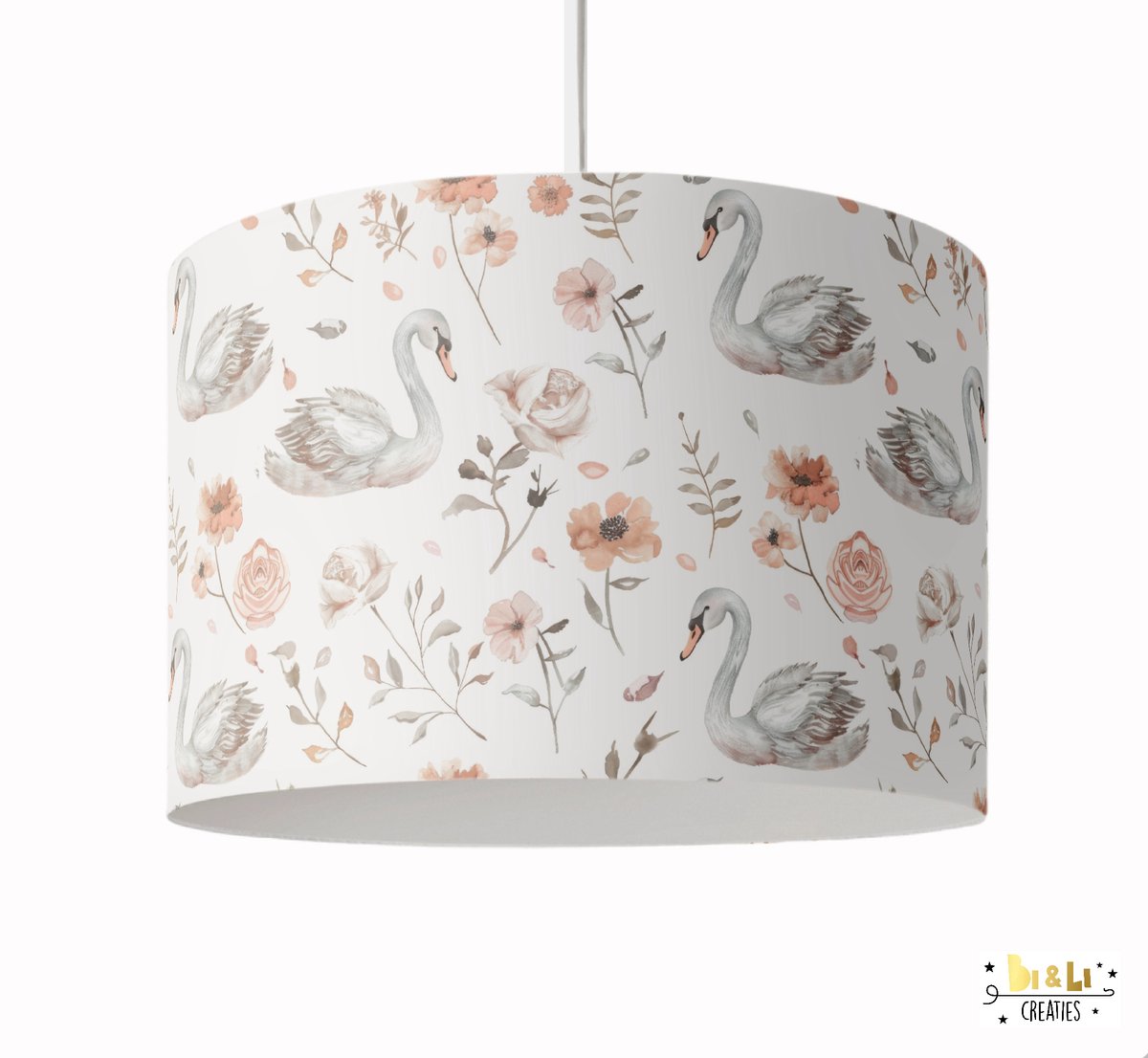 Hanglamp zwanen-sfeerverlichting-pendel-lampen-kinderkamer-decoratie-woonaccessoires-geschilderd-zwanen