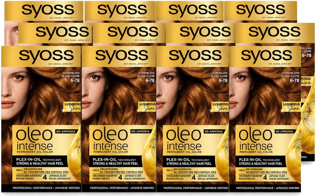 12 x SYOSS - Oleo Intense 6-78 - Haarverf - Permanente Haarkleuring - Koperblond - Langdurige Kleur - Voordeelverpakking - 12 stuks