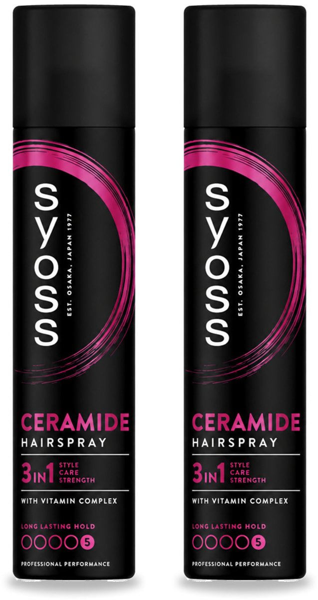 2 x Syoss - Ceramide - Haarspray - Herstelt Haarvezels - 300 ml - Voordeelverpakking - 2 stuks