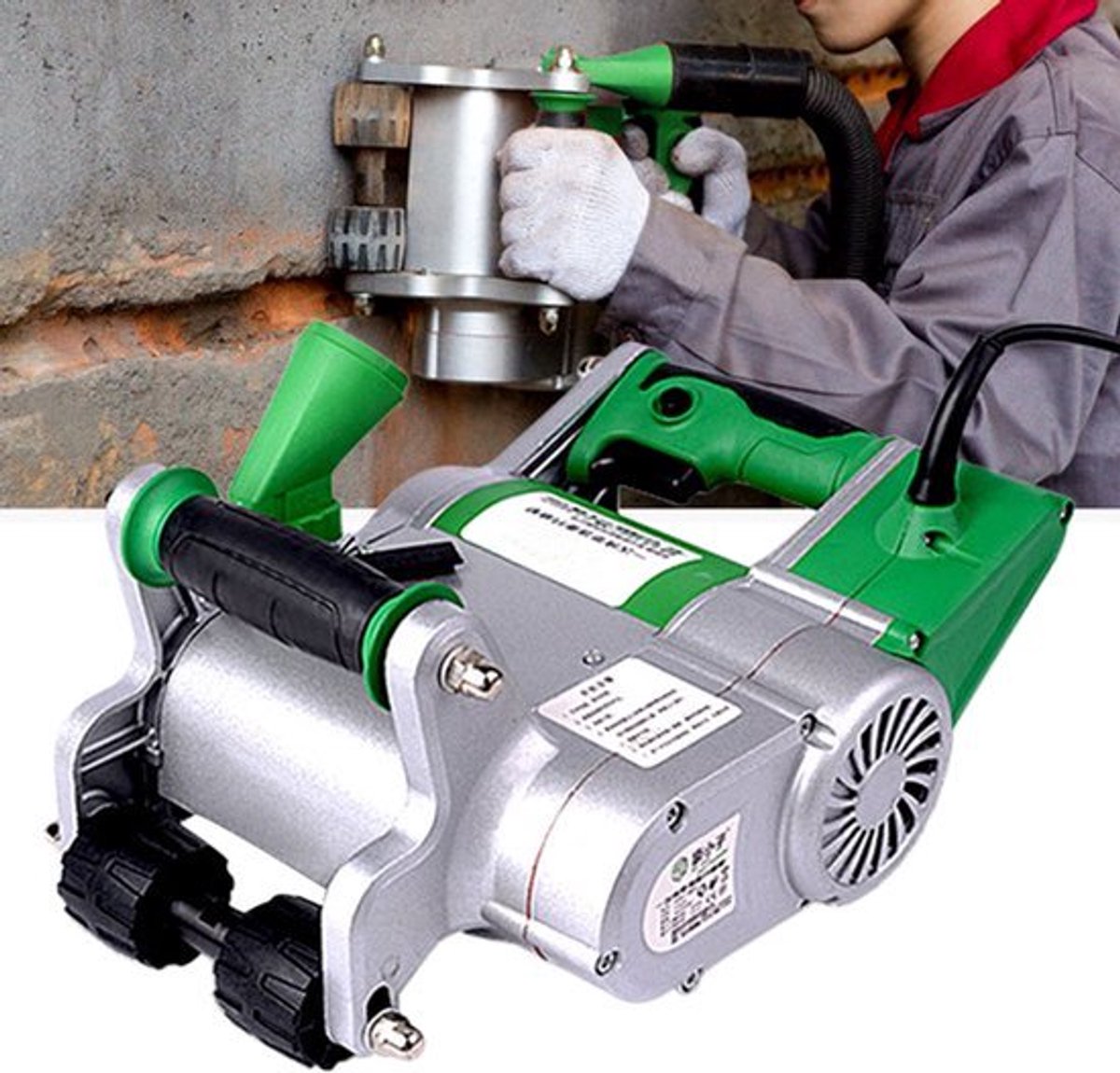 Elektrische Groefmachine 1100 W - 30 mm Snijdiepte - 220 V - Aluminiumlegering - Groen - Muur Groefmachine