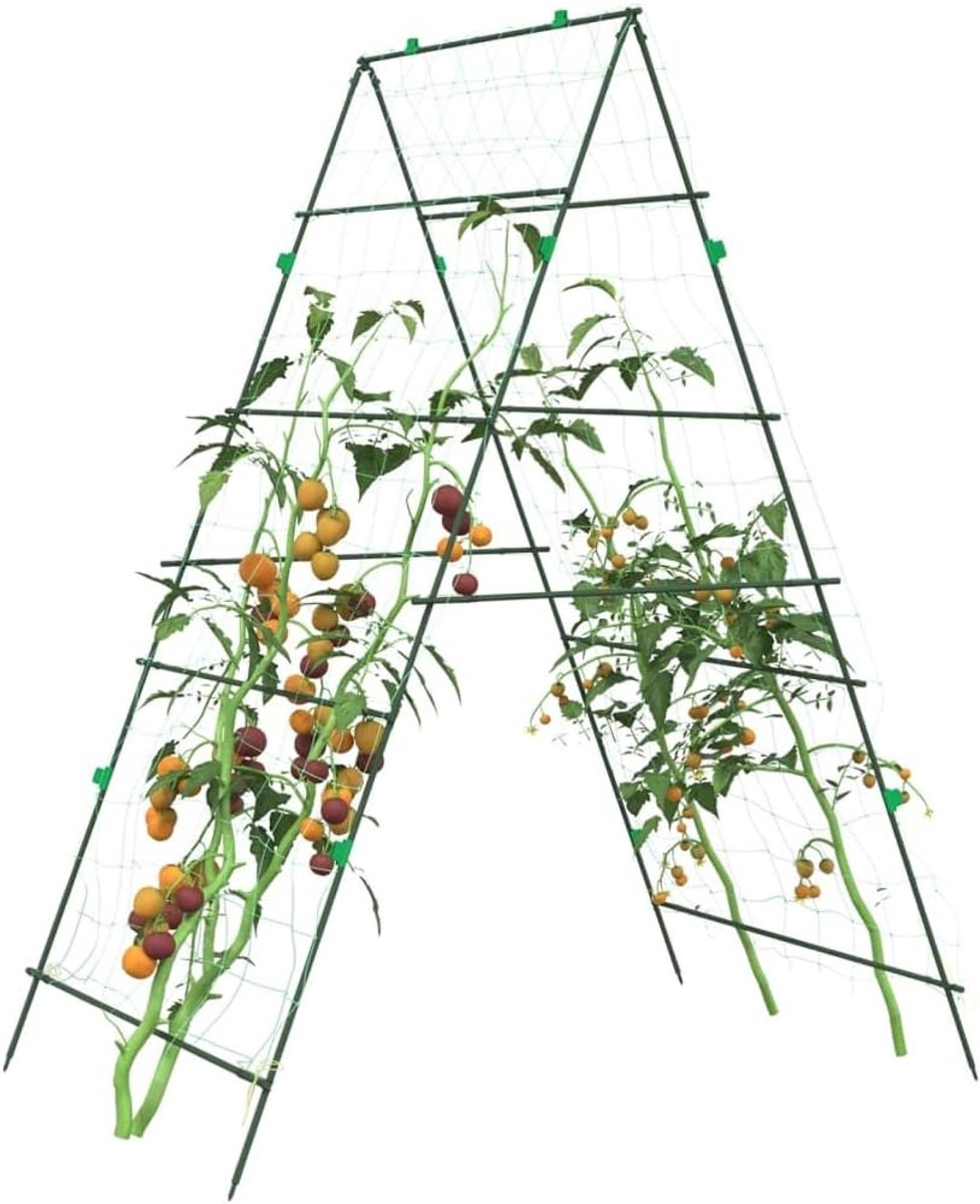 A-frame van staal met PE-coating, 2 stuks. klimhulp voor klimplanten zoals druiven, komkommers, rozen - inclusief clips voor plantenbevestiging