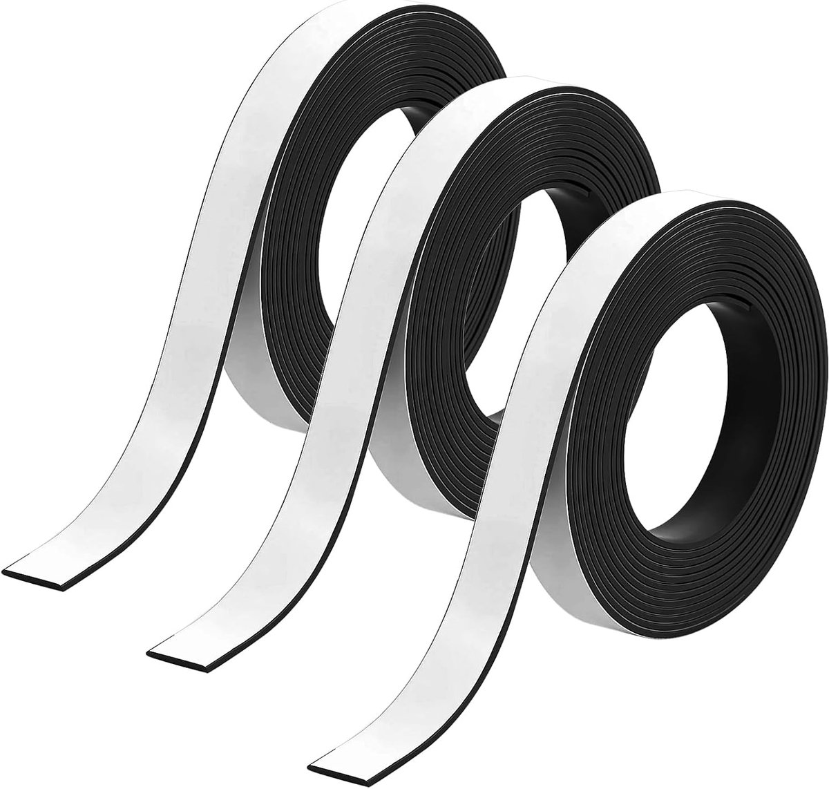 3 rollen magneetband, 15 mm x 2 meter, zelfklevende magneetstrip, vliegengaas, magneetband zonder boren, voor ramen, deuren, gordijnen, muren (zwart)