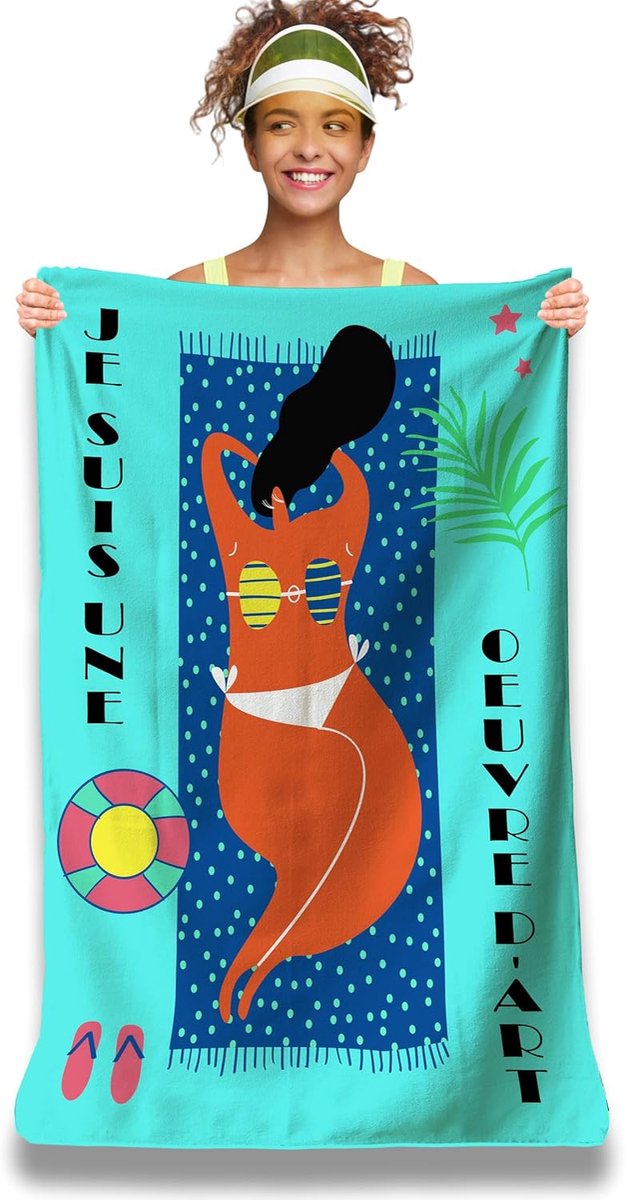 Microvezel strandhanddoek met grappige boodschap. Strandlaken 160 x 80 cm, zeer absorberend, sneldrogend, licht en compact. Cadeau-idee voor dames heren tieners verjaardag Kerstmis