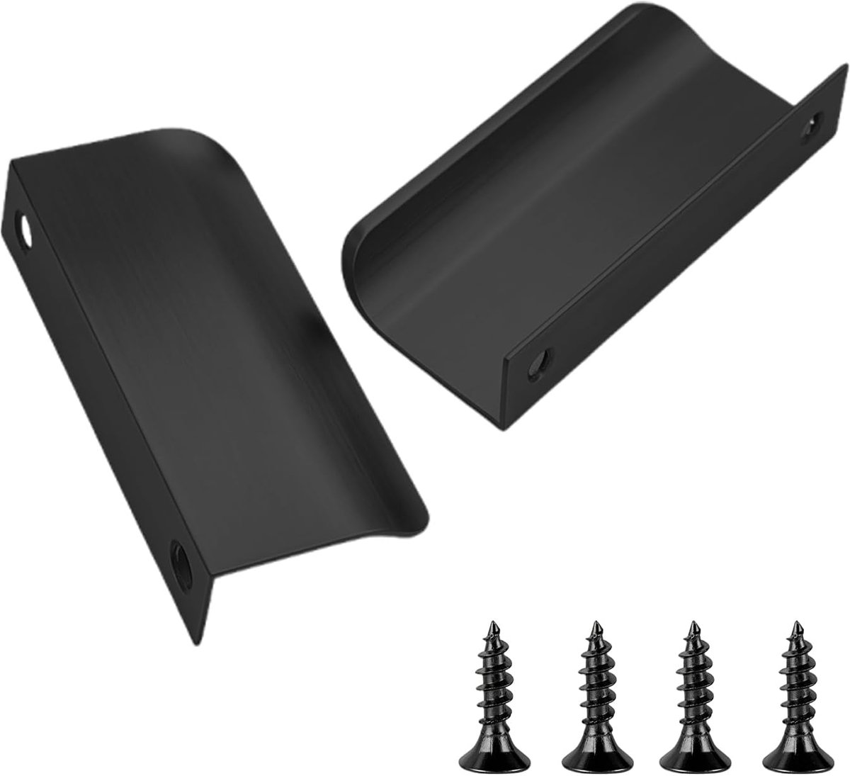 Set van 2, 80mm massief aluminium grepen | Kasten- en ladegrepen met 64mm boormaats, matzwart