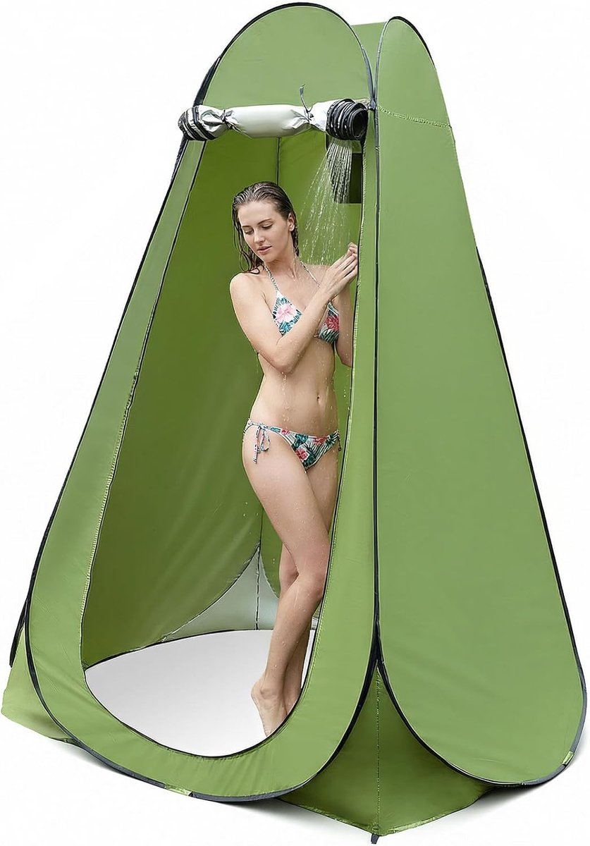 groot kampeertent voor 2 personen, draagbaar opvouwbaar pop-uptent met waslijn, opbergtas, dubbelraam, waterdicht zonnescherm douchetent voor buiten, strand, douche, vissen 1,2x1,9m