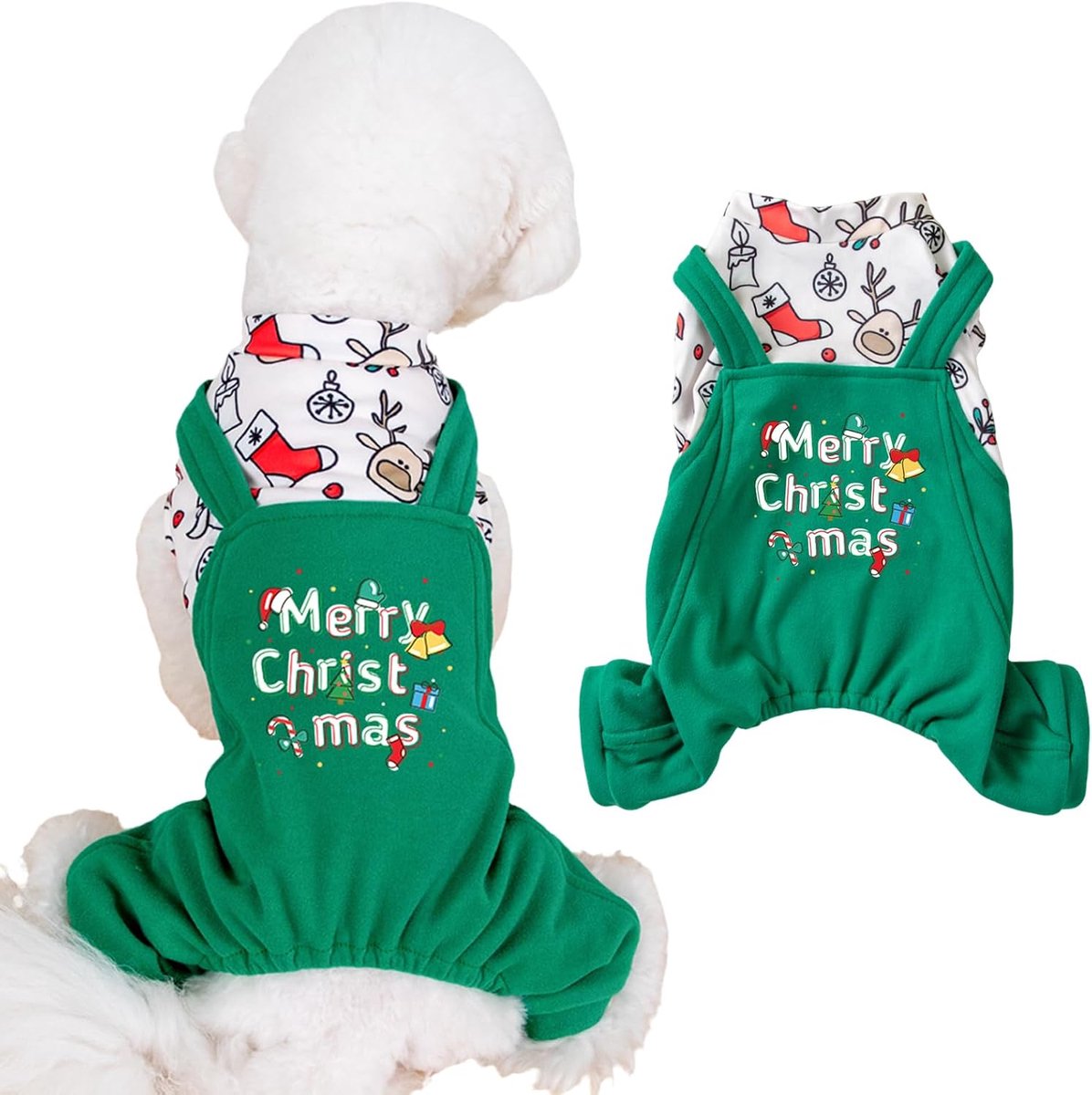 Hondentrui, vier poten hond fleece kleding huisdier koud weer jas kostuum voor kleine tot middelgrote honden en katten (groene tuinbroek, XL)