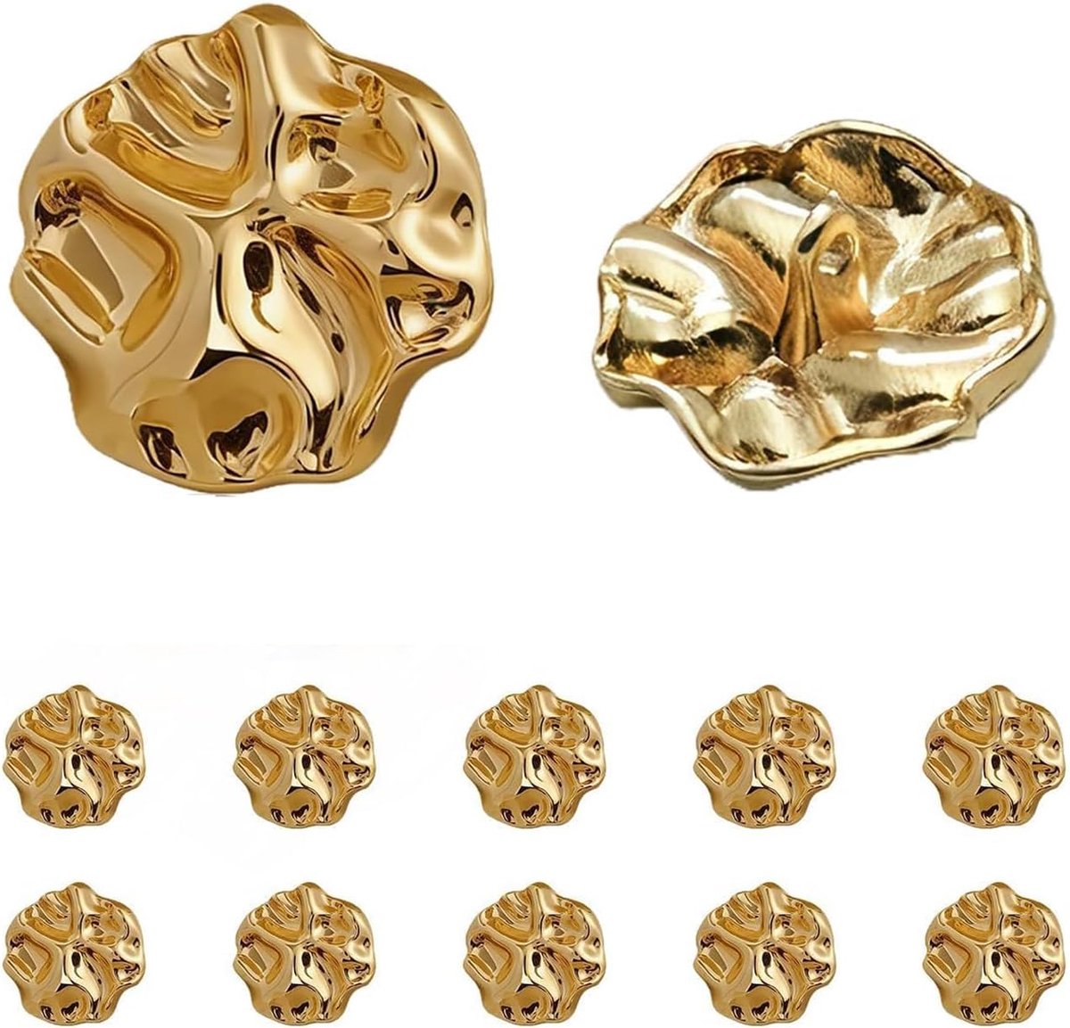 Knopen, 23 mm, zinklegering, hortensia-vorm, knopen voor vesten, blazer, jassen, mantels, naaien, doe-het-zelf (goud)
