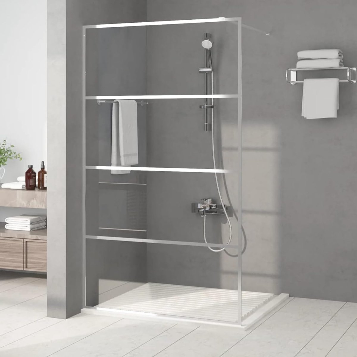 Douchewand voor inloopdouche, 115x195 cm ESG-helder glas zilver, glazen wand voor douchecabine152138
