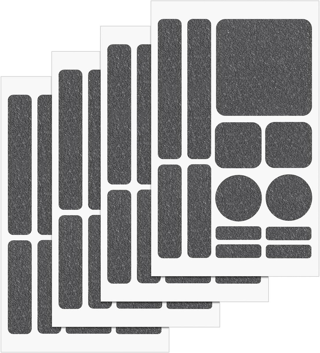 Lasuroa 4 stuks Zelfklevende Antislipstickers voor Mobiele Telefoons, Voorgesneden Strips Universele Antisliptape voor Telefoonhoesjes Tablets Muizen en Gamecontrollers (Grijs)