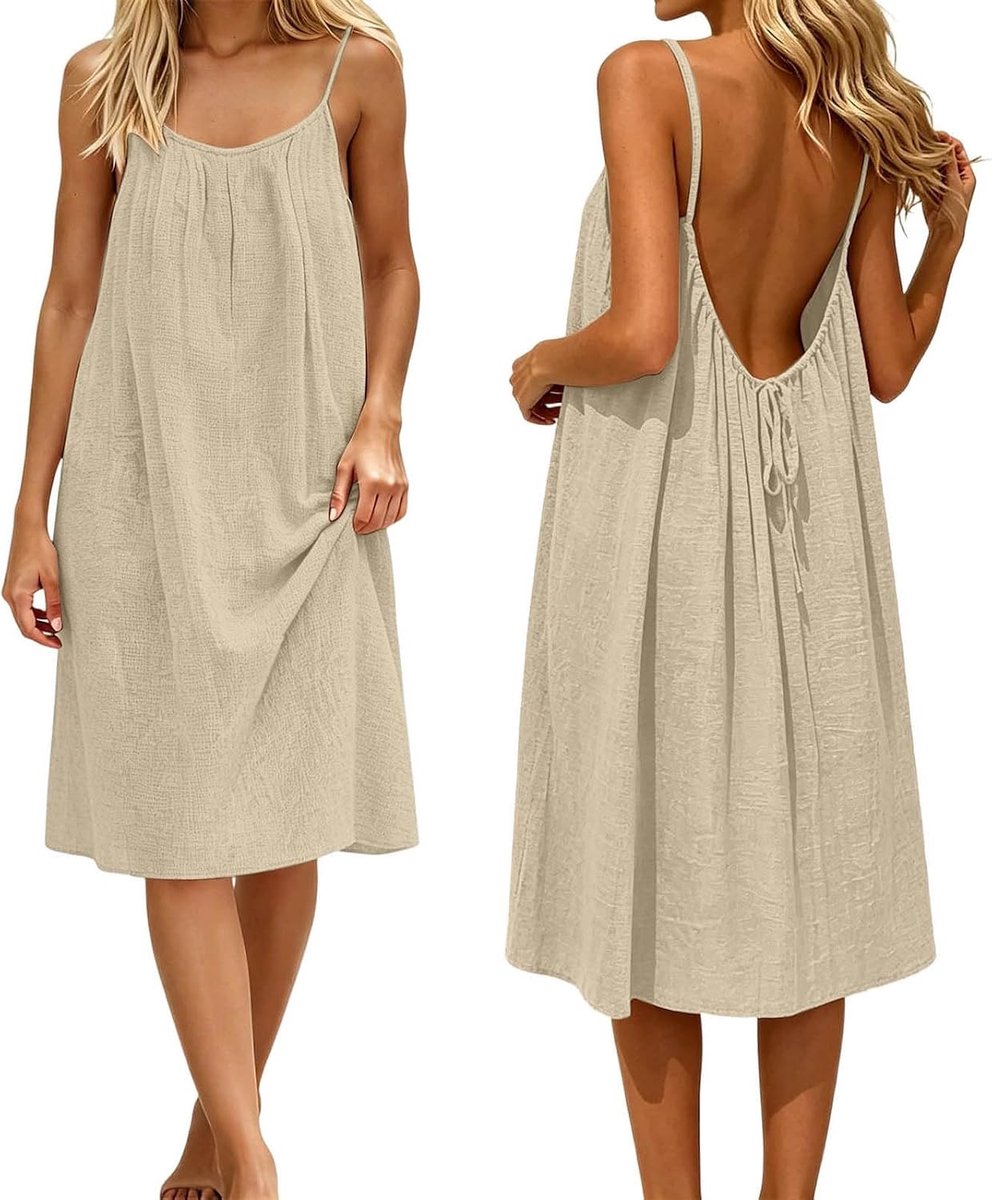 Damesjurk, casual, tuniek, vloeiend, korte mouwen, V-hals, uitlopend, maxi, zomer, avond, casual, chic, ademend, licht, zacht, comfortabel, A9
