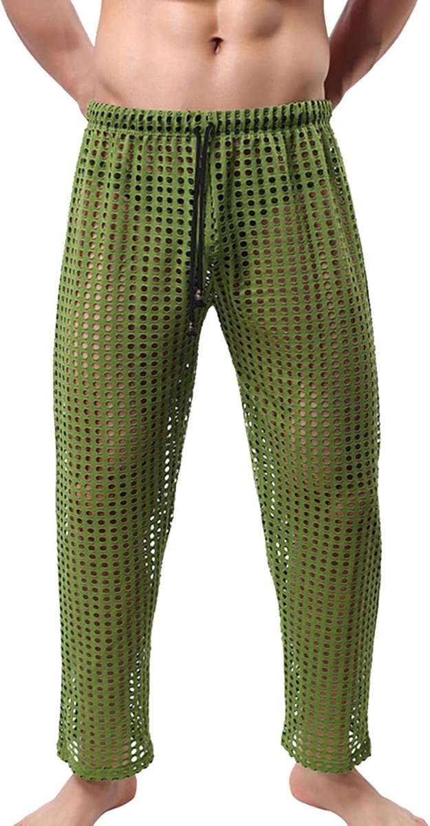 Fashion Mens Interest Hollow Sexy Mesh Broek Mode Vrije Tijd — afbeelding 5