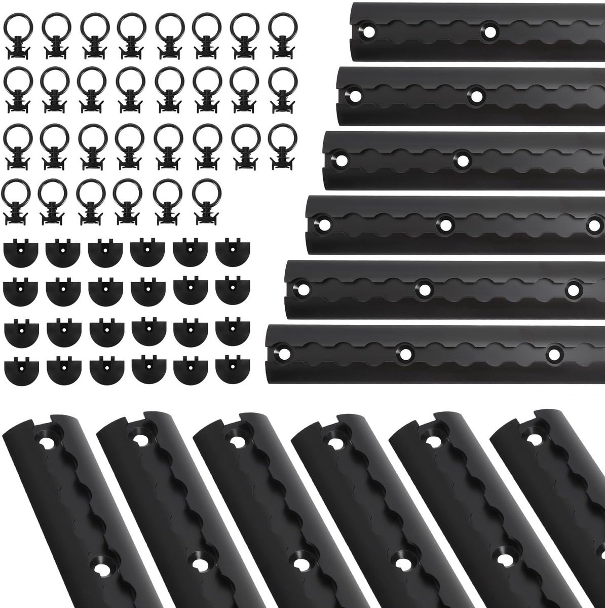 16 x 1 m aluminium airlinerail, halfronde vorm met gaten, geanodiseerde sjorrail met 40 sjorogen en 32 eindkappen, ladingzekering voor aanhangers, auto en camper