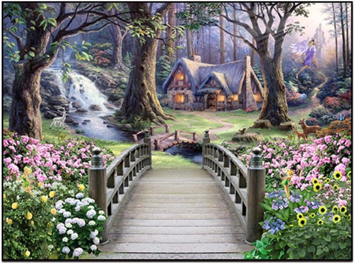 5D Diamond landschappen tuin Lodge volledige boor Diamond schilderij borduurpakketten borduurwerk woondecoratie vakantie cadeau frameloze 40x50cm