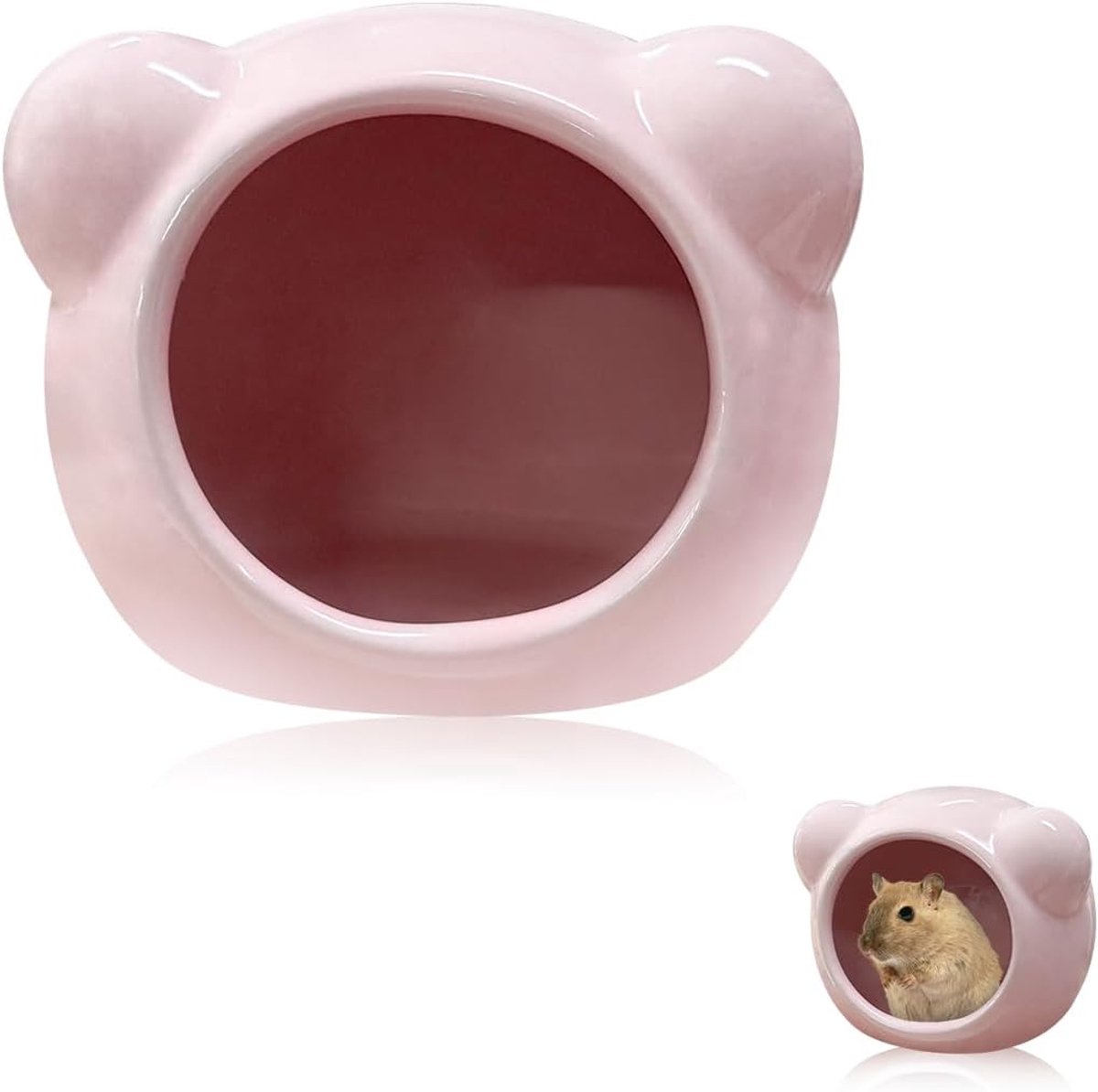 Keramiek, Leuk Beer Hamster Versteck Hol voor alle seizoenen (Roze, A)