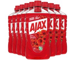 Ajax Allesreiniger Fête des Fleur Rode Bloem - 8 x 1L - Multi-Oppervlakken Allesreiniger - Voordeelverpakking
