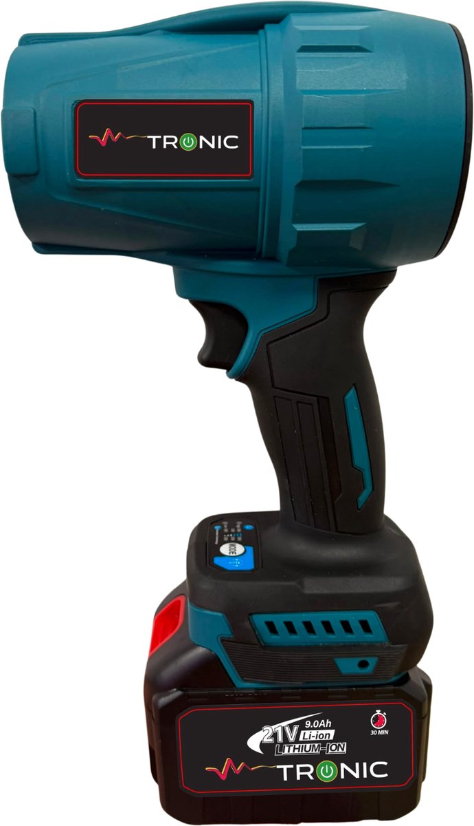 MTRONIC Krachtige Accu-Blazer 21V – 38.000 RPM Luchtblazer – 2 Grote Accu’s + Snellader – Geschikt voor Makita Accu’s – Voor Werkplaats, Auto & Tuin — afbeelding 2