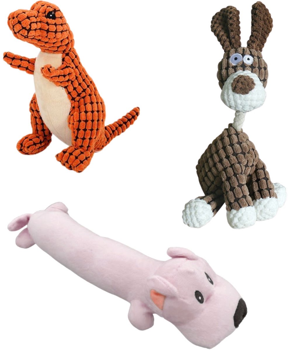 Surtep Animals set pluchen hondenspeeltjes, 3 stuks