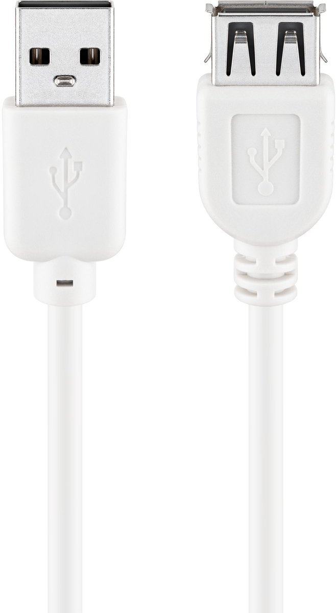 Image of Goobay USB-A verlengkabel, 5 m, wit, USB 2.0, 480 Mbit/s, 2,5 W