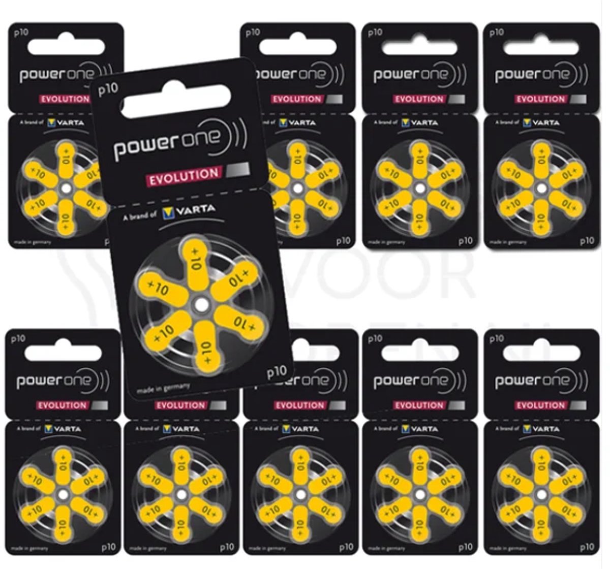Power One Evolution 1,45 V Hoortoestelbatterij Zink-Zuurstof Niet-Oplaadbaar 10 - 10 Pakjes - Geel - 60 batterijen totaal
