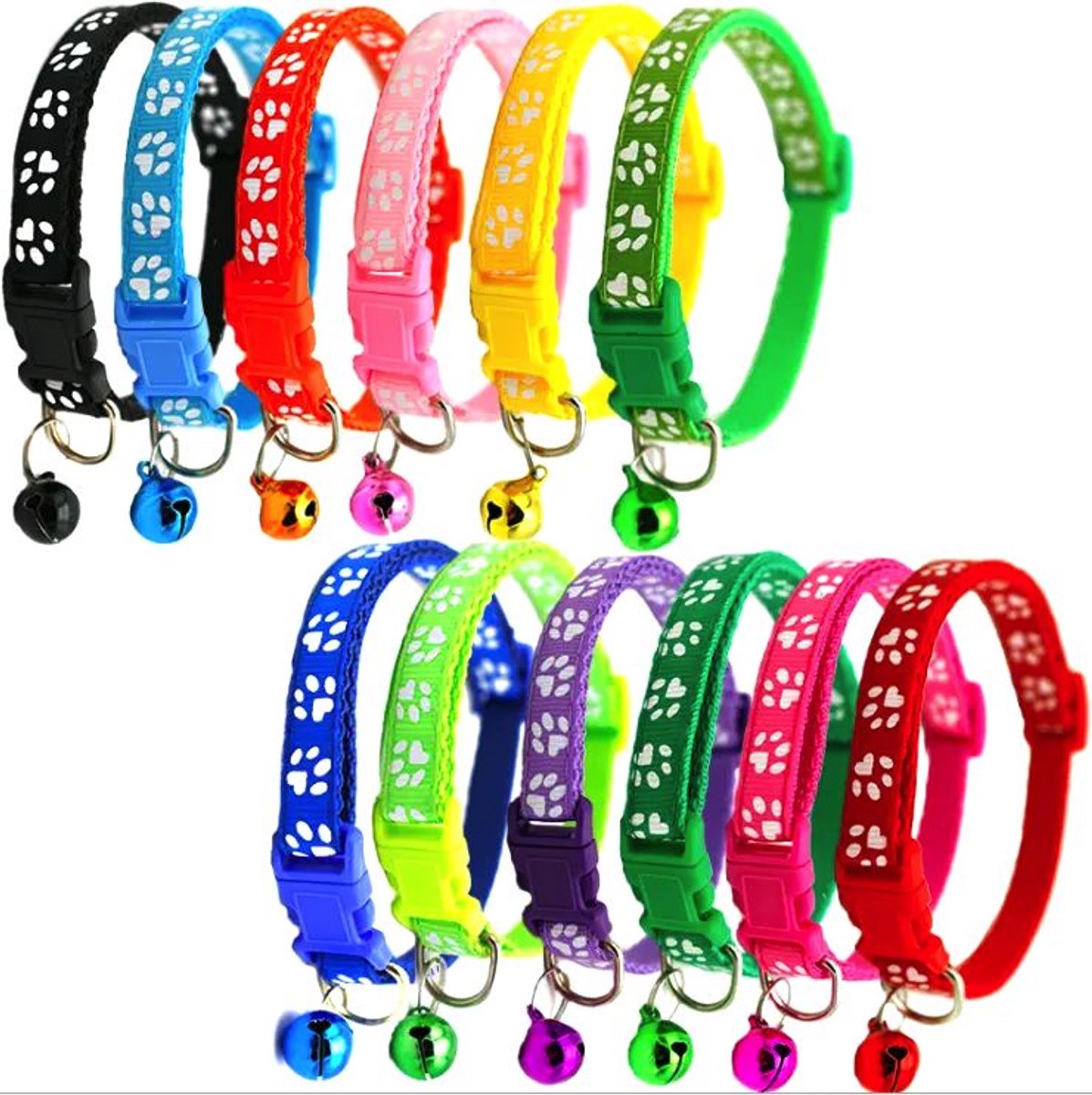 Surtep Animals herkenningshalsbandenset Paw 1x19-32 cm, 12 stuks, mix kleuren