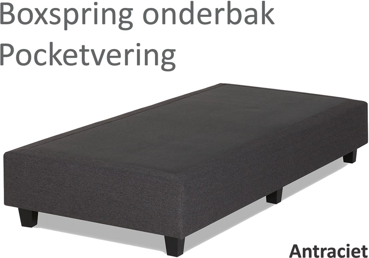 Boxspring.nl Boxspringonderbak Pocketvering, 90 x 200cm, Antraciet | Losse boxspring | Boxspring bedbodem | Boxspring onderstel | Pocketboxspring | Boxspring zonder matras