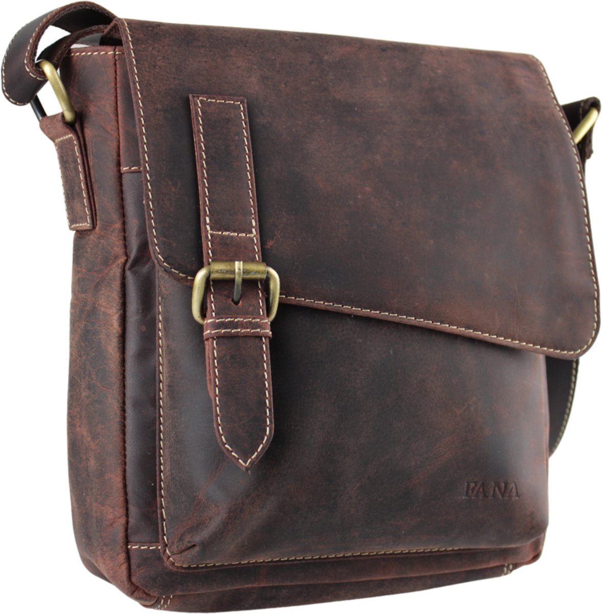 Fana Bags® Luxe Leren Schoudertas Bruin - Crossbodytas voor Heren en Dames - Echt Leer
