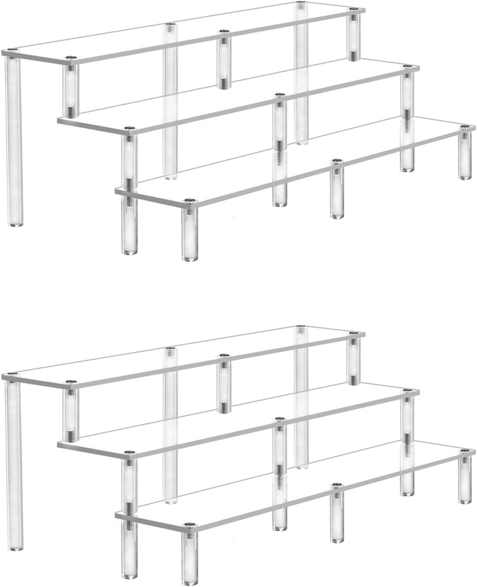 Display plank Riser 3 niveaus Pop cijfers Elevation Display grote verhogingen voor Cupcake organisator collectie teller Bureau 2 Packs
