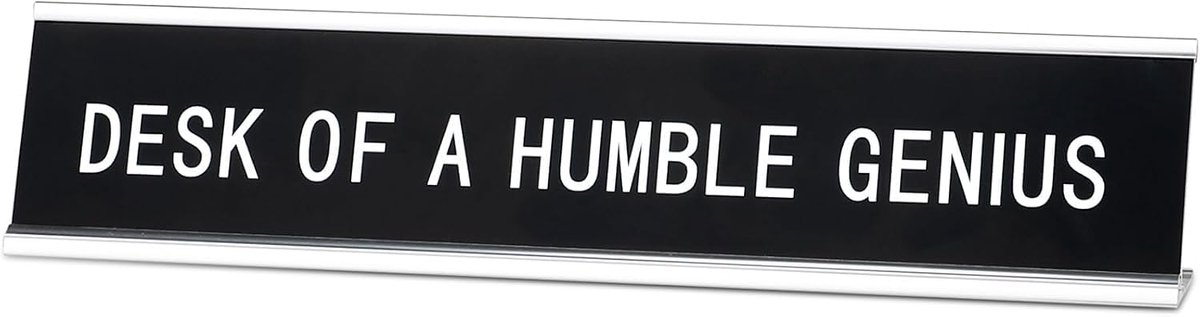 10 x 2 Inch Grappige Bureauborden Zwarte Plaque met Sliver Base Fun Bureau Accessoires Voor Collega Gift Kantoor Bureaus Decor Benodigdheden