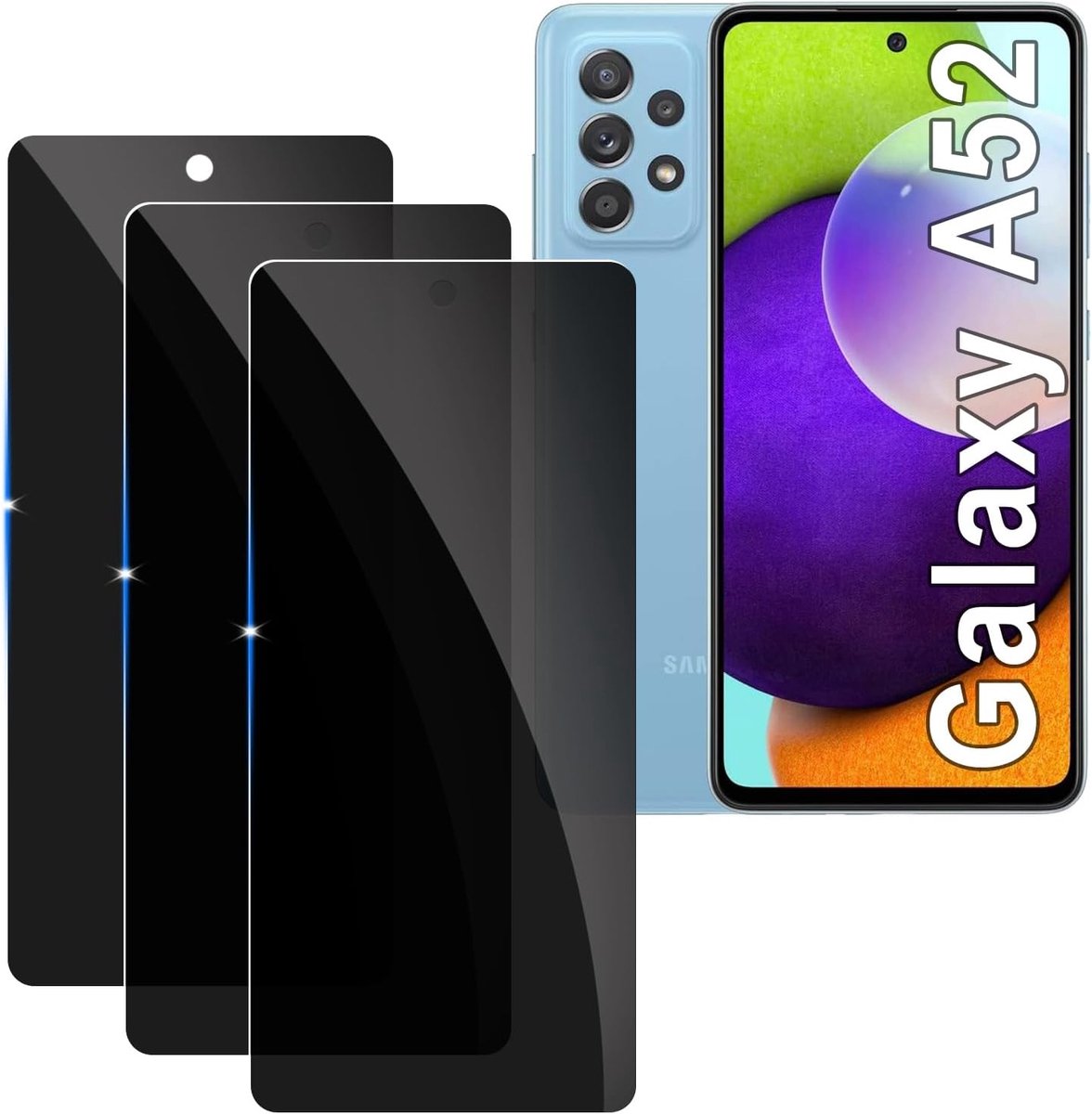【3 stuks】privacy schermbeschermer voor Samsung Galaxy A52,Anti-Spy aangemaakte glas Screen Protector,9H hardheid,Gemakkelijk te Installeren,Anti-kras,Geen Luchtbellen