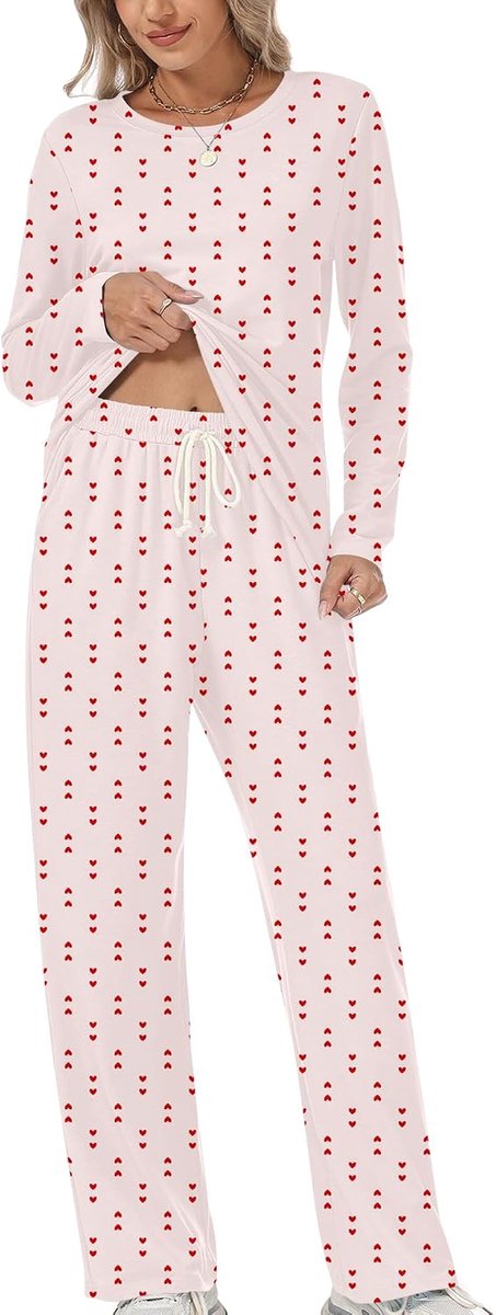Pyjama voor dames, lange pyjamaset, nachtkleding, loungewear met