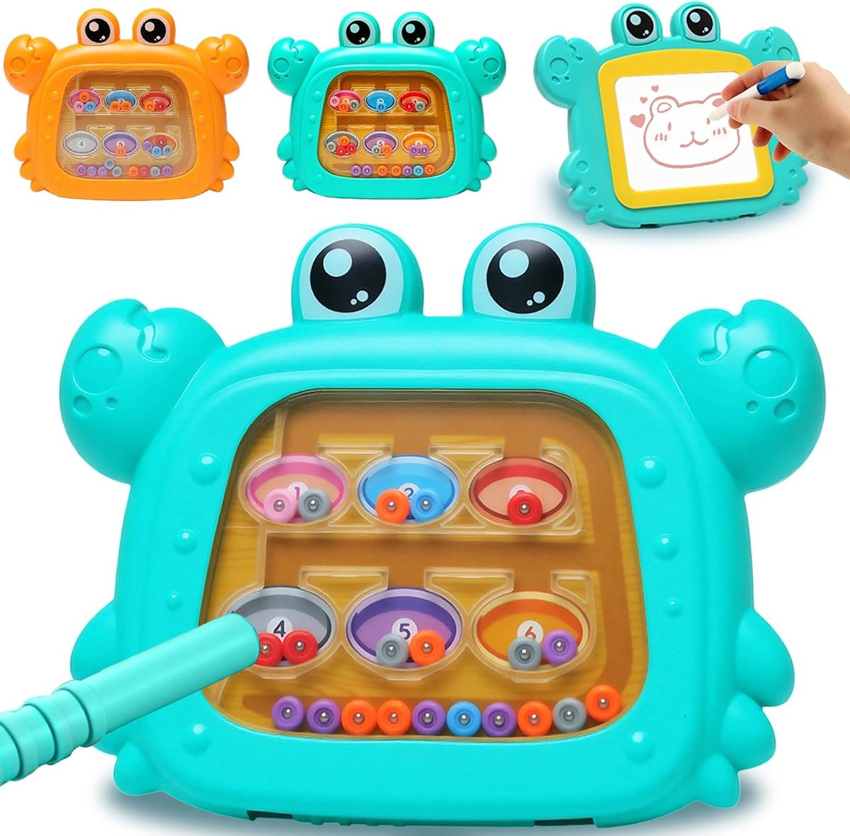 Speelgoed Magneetspel Labyrint Cadeau voor Meisjes Jongens Kind 3 Jaar Speelgoed Meisjes Jongens Kinderen Graffiti Cijfers en Kleuren Leerspellen (Cyaan)
