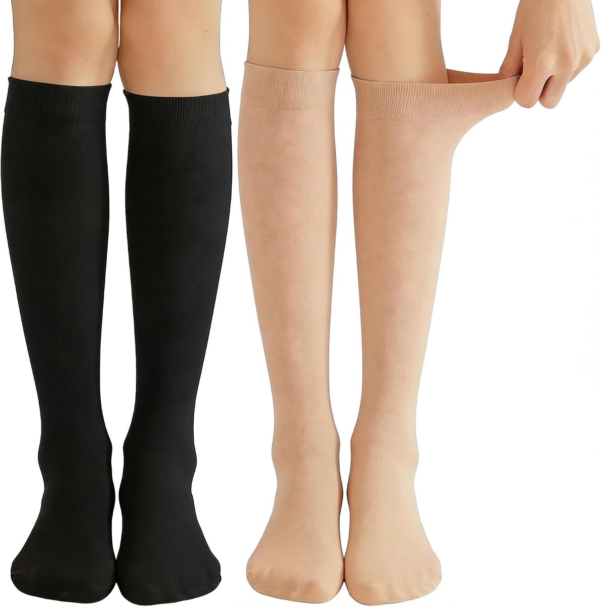2 paar compressiekousen voor dames, klasse 2, Mi compressiekousen voor dames, vliegtuig, gesloten tenen, graduele ondersteuning, voor spataderen, oedeem, vlucht